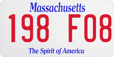 MA license plate 198FO8