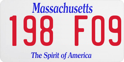 MA license plate 198FO9