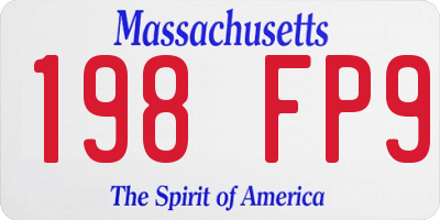MA license plate 198FP9