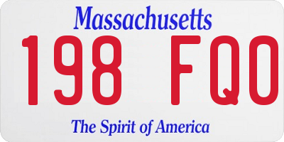 MA license plate 198FQ0