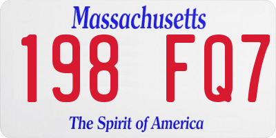 MA license plate 198FQ7