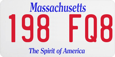 MA license plate 198FQ8