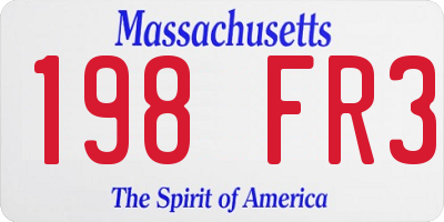 MA license plate 198FR3