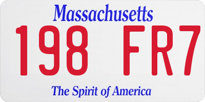 MA license plate 198FR7