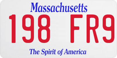 MA license plate 198FR9