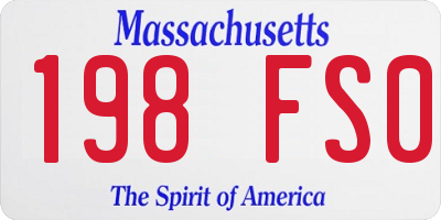 MA license plate 198FS0