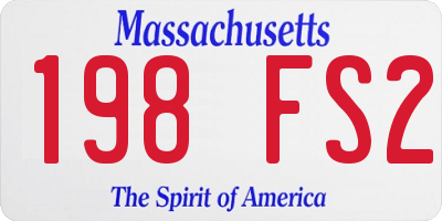 MA license plate 198FS2