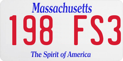 MA license plate 198FS3