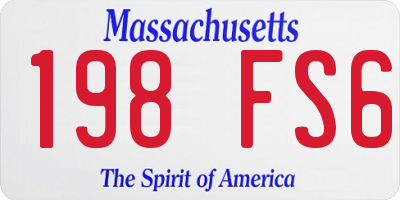 MA license plate 198FS6