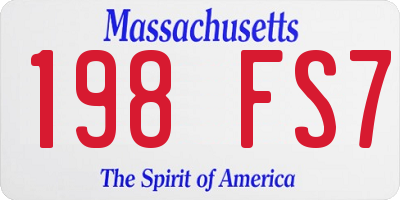 MA license plate 198FS7