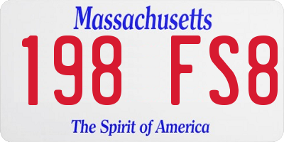 MA license plate 198FS8