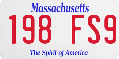 MA license plate 198FS9