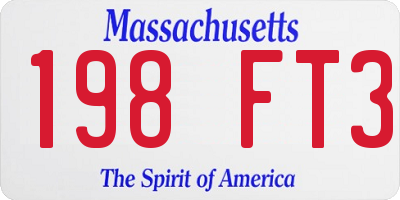 MA license plate 198FT3