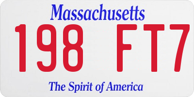 MA license plate 198FT7
