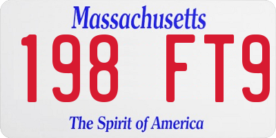 MA license plate 198FT9