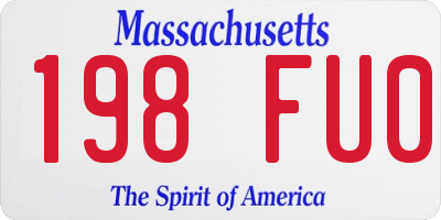 MA license plate 198FU0