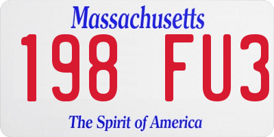 MA license plate 198FU3