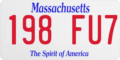 MA license plate 198FU7