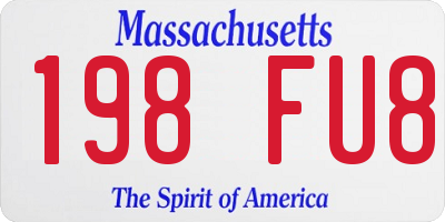 MA license plate 198FU8