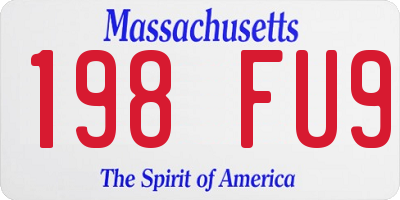 MA license plate 198FU9