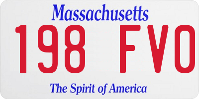 MA license plate 198FV0
