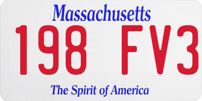 MA license plate 198FV3