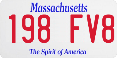 MA license plate 198FV8