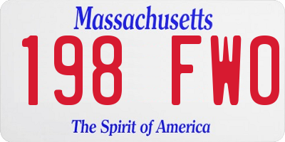 MA license plate 198FW0
