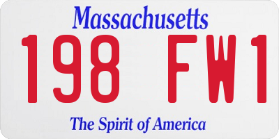 MA license plate 198FW1