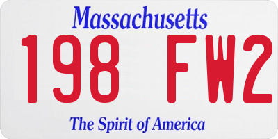 MA license plate 198FW2
