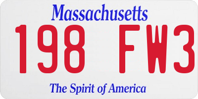 MA license plate 198FW3