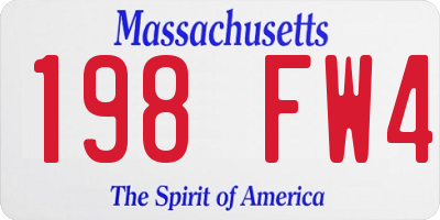 MA license plate 198FW4