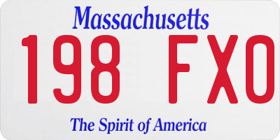 MA license plate 198FX0