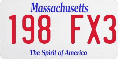 MA license plate 198FX3