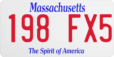 MA license plate 198FX5