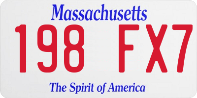 MA license plate 198FX7