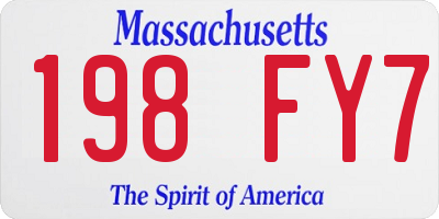 MA license plate 198FY7