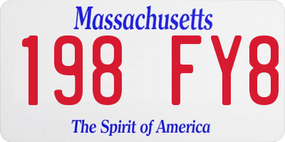 MA license plate 198FY8