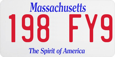 MA license plate 198FY9