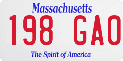 MA license plate 198GA0