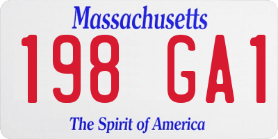 MA license plate 198GA1