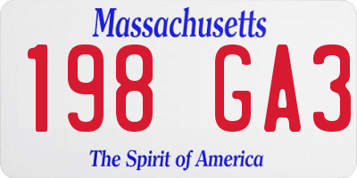 MA license plate 198GA3
