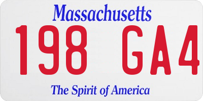 MA license plate 198GA4