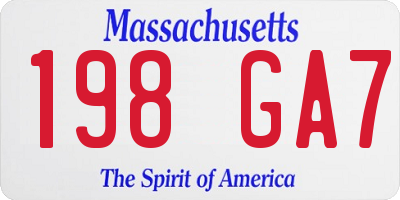 MA license plate 198GA7