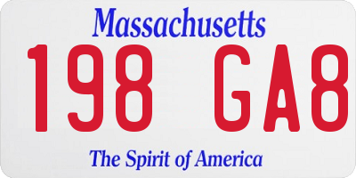 MA license plate 198GA8