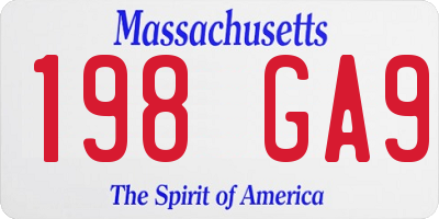 MA license plate 198GA9