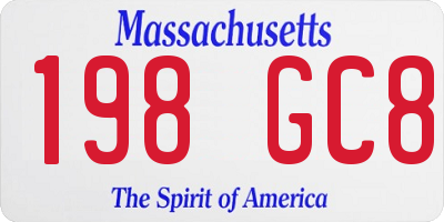 MA license plate 198GC8