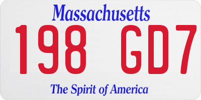 MA license plate 198GD7