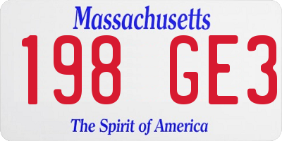 MA license plate 198GE3