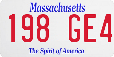 MA license plate 198GE4